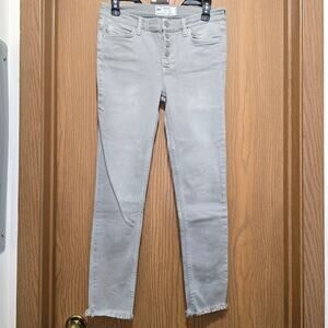 Free People We The Free High Rise Button Fly Skinny Jeans Gray 27 Raw Hem